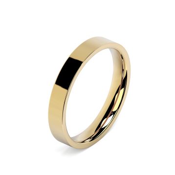 Side view of 18ct Yellow Gold 3mm Flat Court Wedding Ring