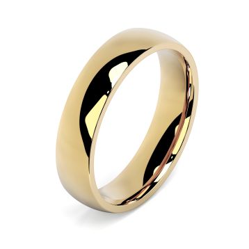 Side view of 18ct Yellow Gold 5mm Cushion Wedding Ring