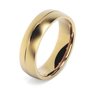 Side view of Jannah 18ct Yellow Gold 6mm Textured Court Wedding Ring