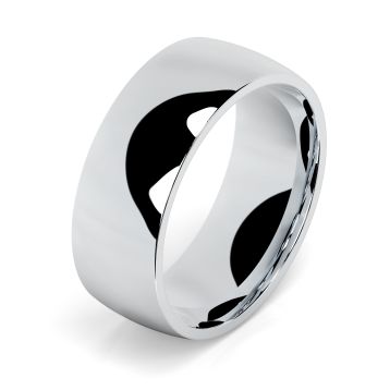 Side view of Platinum 8mm Cushion Wedding Ring