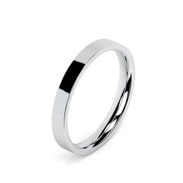 Side view of Platinum 2.5mm Flat Court Wedding Ring