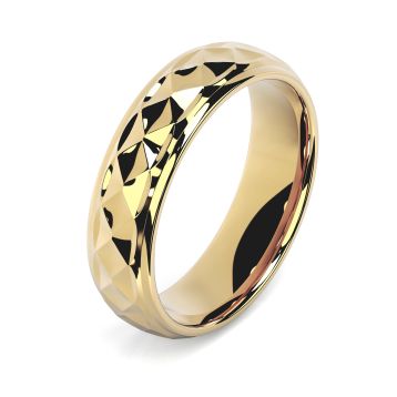 Side view of Macdonald 18ct Yellow Gold 6mm Textured Court Wedding Ring