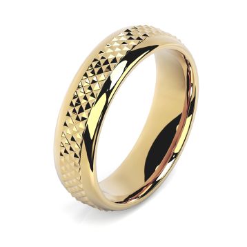 Side view of Cavendish 18ct Yellow Gold 6mm Textured Court Wedding Ring