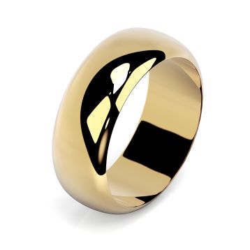 Side view of 18ct Yellow Gold 8mm D-Shaped Wedding Ring