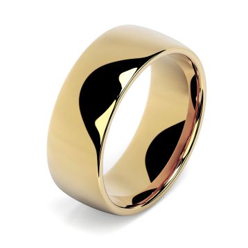 Side view of 18ct Yellow Gold 8mm Court Wedding Ring