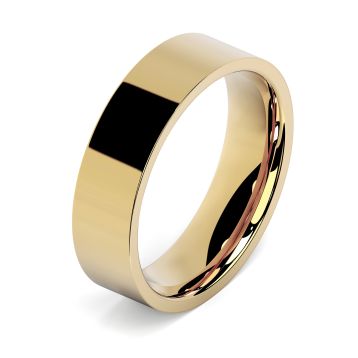 Side view of 18ct Yellow Gold 6mm Flat Court Wedding Ring