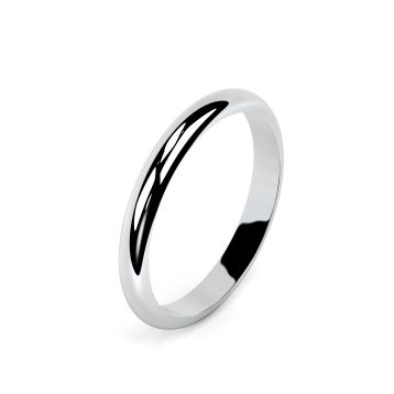 Side view of Platinum 2.5mm D-Shaped Wedding Ring