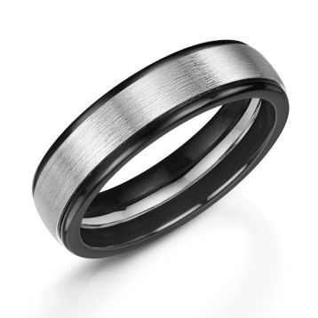 Men's Zirconium with Platinum Inlay 6mm Wedding Ring