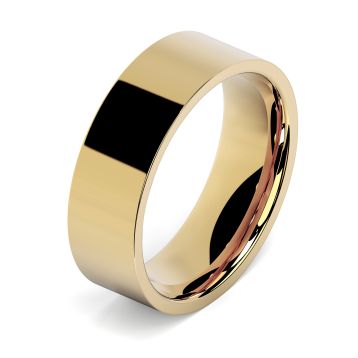 Side view of 18ct Yellow Gold 7mm Flat Court Wedding Ring