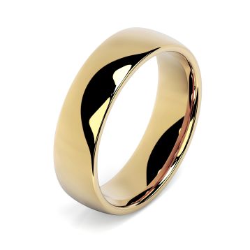 Side view of 18ct Yellow Gold 6mm Court Wedding Ring