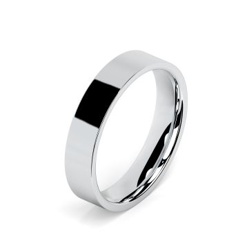 Side view of Platinum 4mm Flat Court Wedding Ring