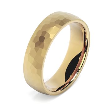 Side view of Heath 18ct Yellow Gold 6mm Textured Court Wedding Ring