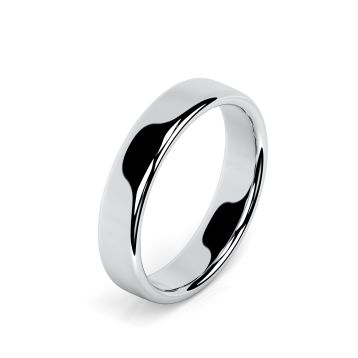 Side view of Platinum 4mm Rounded Flat Wedding Ring