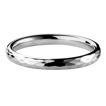 Top view of Lulu Platinum 2.5mm Textured Flat Court Wedding Ring