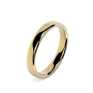 Side view of 18ct Yellow Gold 3mm Rounded Flat Wedding Ring