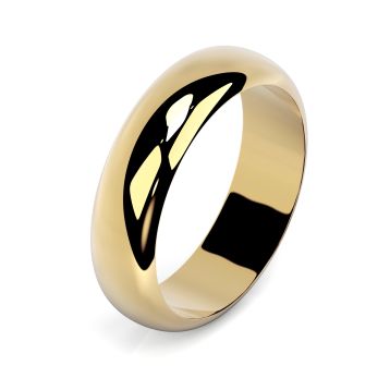 Side view of 18ct Yellow Gold 6mm D-Shaped Wedding Ring