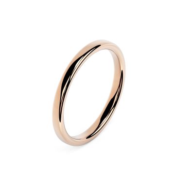 Side view of 18ct Rose Gold 2mm Rounded Flat Wedding Ring