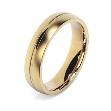 Side view of Jannah 18ct Yellow Gold 5mm Textured Court Wedding Ring