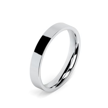 Side view of Platinum 3mm Flat Court Wedding Ring