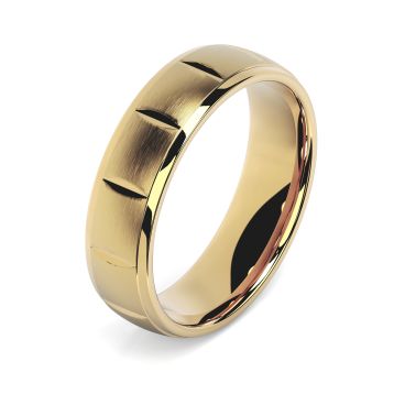 Side view of Atlee 18ct Yellow Gold 6mm Textured Court Wedding Ring