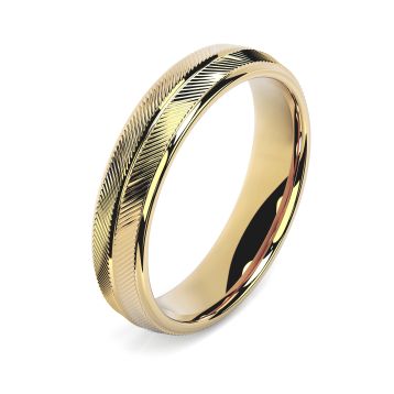 Side view of Wellesley 18ct Yellow Gold 5mm Textured Court Wedding Ring