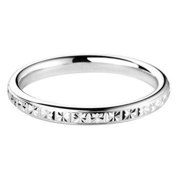 Top view of Rosalynn 18ct White Gold 3mm Textured Court Wedding Ring