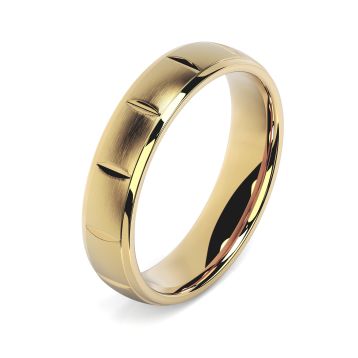 Side view of Atlee 18ct Yellow Gold 5mm Textured Court Wedding Ring