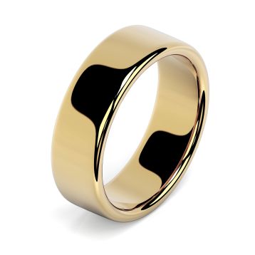 Side view of 18ct Yellow Gold 7mm Rounded Flat Wedding Ring