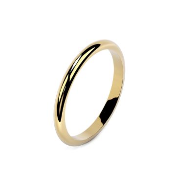 Side view of 18ct Yellow Gold 2mm D-Shaped Wedding Ring