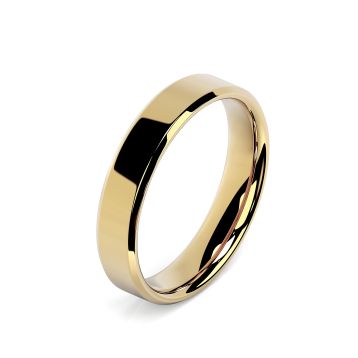 Side view of 18ct Yellow Gold 4mm Bevelled Edge Wedding Ring