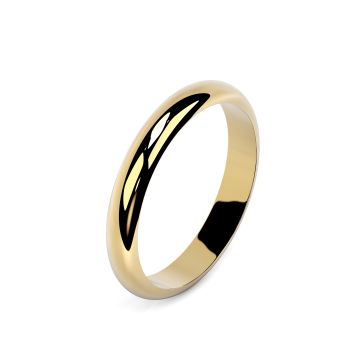 Side view of 18ct Yellow Gold 3mm D-Shaped Wedding Ring