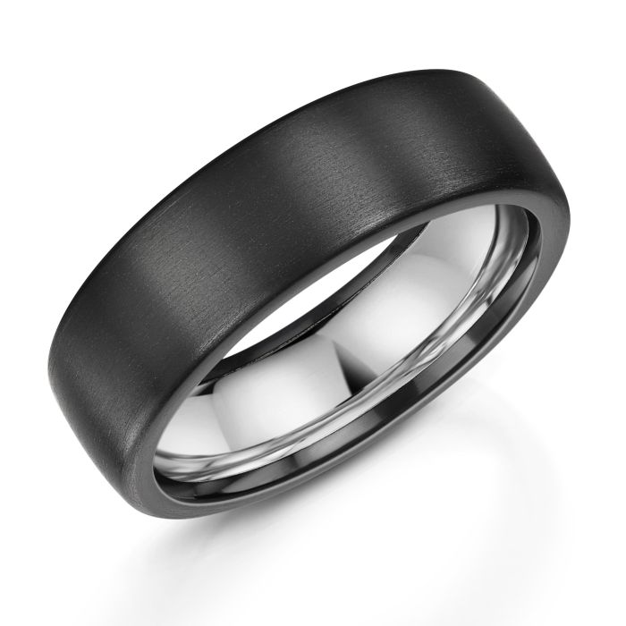 Men's Zirconium & Platinum 7mm Wedding Ring