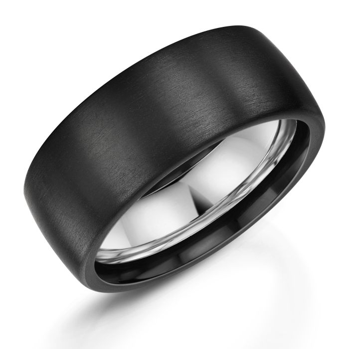 Men's Zirconium & Platinum 9mm Wedding Ring