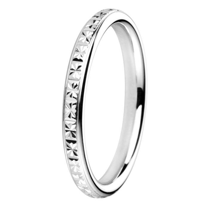 Rosalynn Platinum 3mm Textured Court Wedding Ring