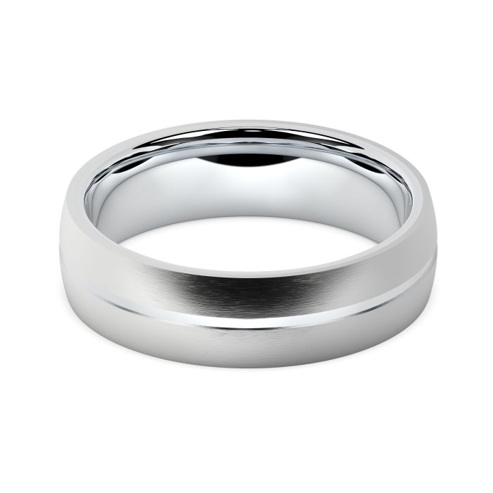 Jannah 18ct White Gold 6mm Textured Court Wedding Ring