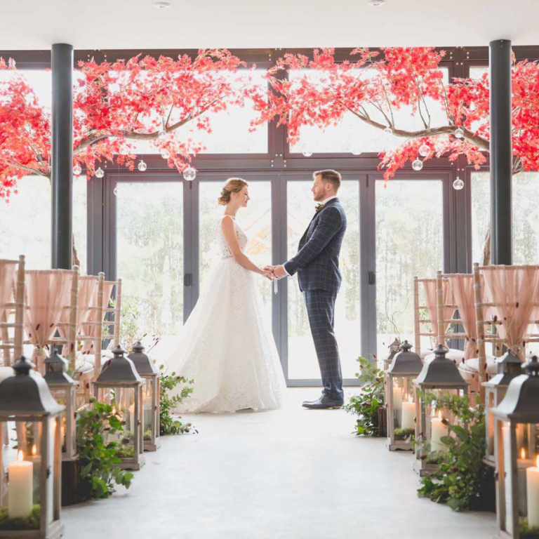 Bespoke Jewellery UK Bunny Hill Farm Ceremony Room with Couple Getting Married