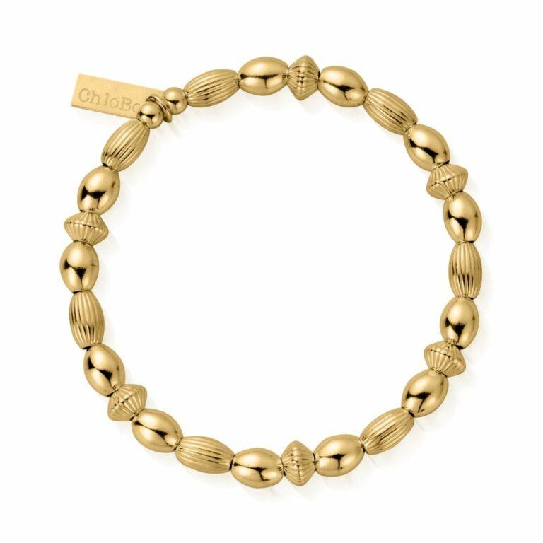 Slow Fashion ChloBo Gold Mini Oval Elasticated Bracelet