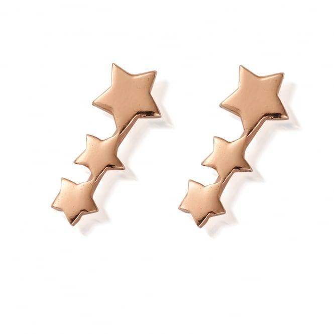 Slow Fashion ChloBo Rose Gold Earrings Featuring Three Stars in a Row