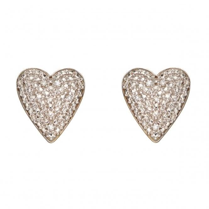 Aries Birthstone White Gold Heart Studs with Diamonds