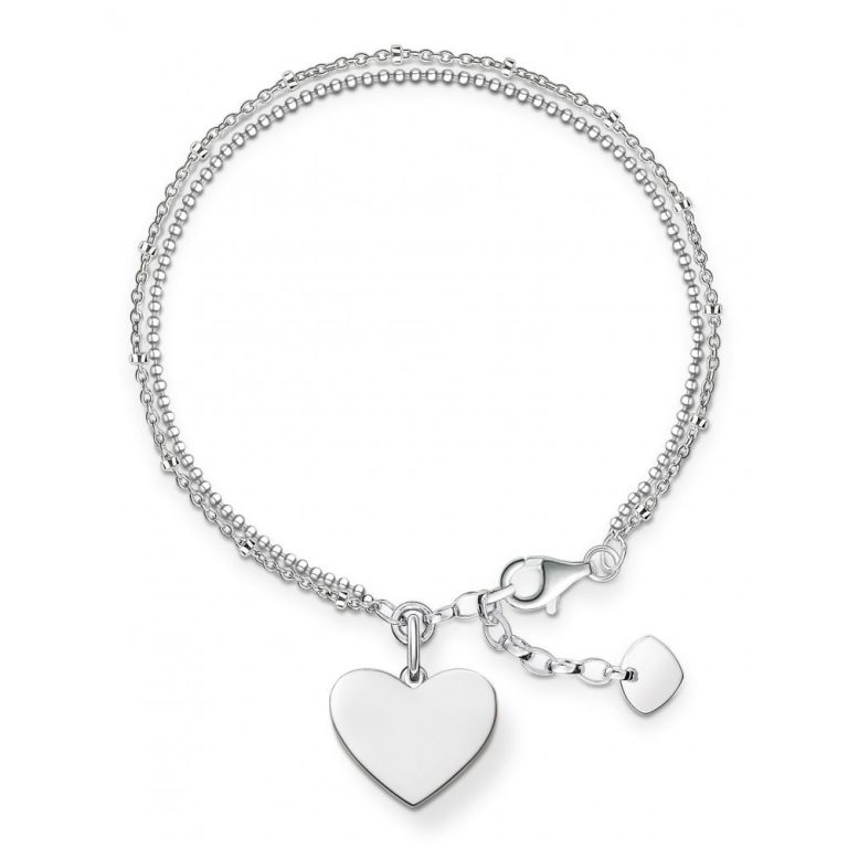 Personalised Birthday Gifts for Her Thomas Sabo Silver Bracelet with Heart Pendant